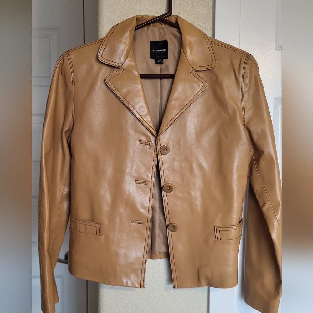 Stylish Tan Leather Jacket NWOT
